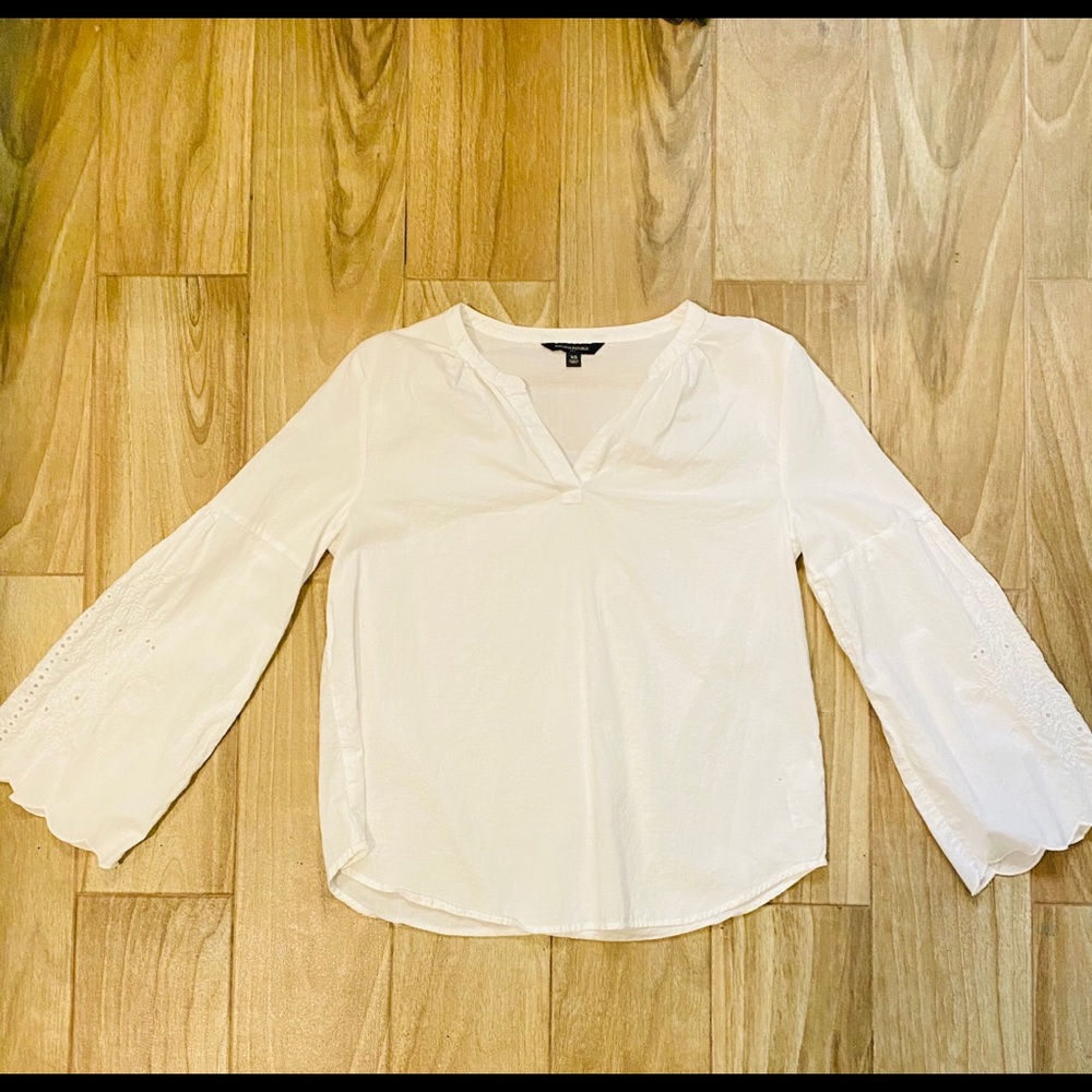 White cotton bell- sleeve top